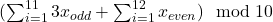 (\sum_{i=1}^{11} 3x_{odd} + \sum_{i=1}^{12} x_{even}) \mod{10} 